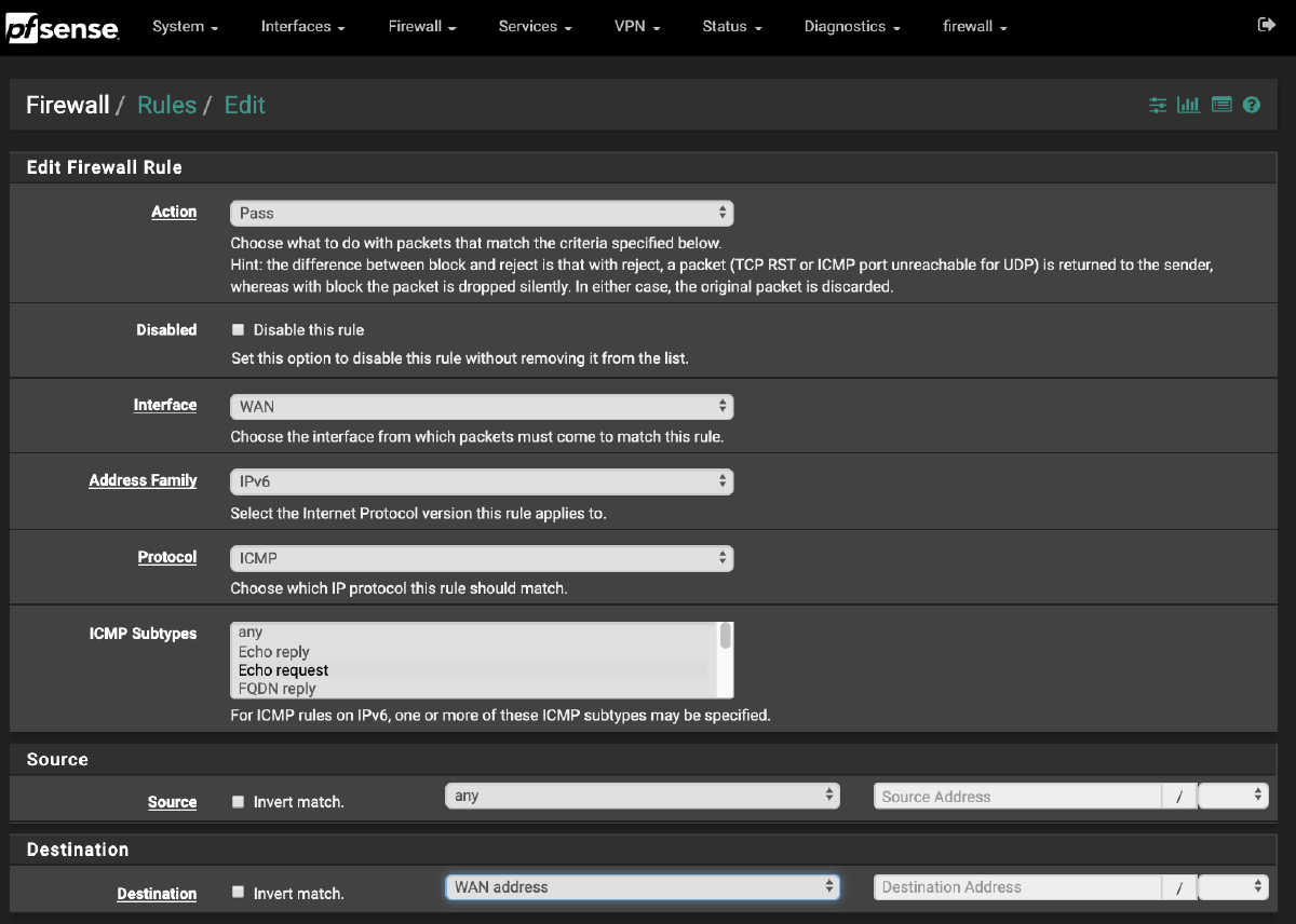 WAN Firewall Rule ICMP